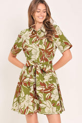 VERDANT ESCAP WOVEN MINI SHIRT DRESS