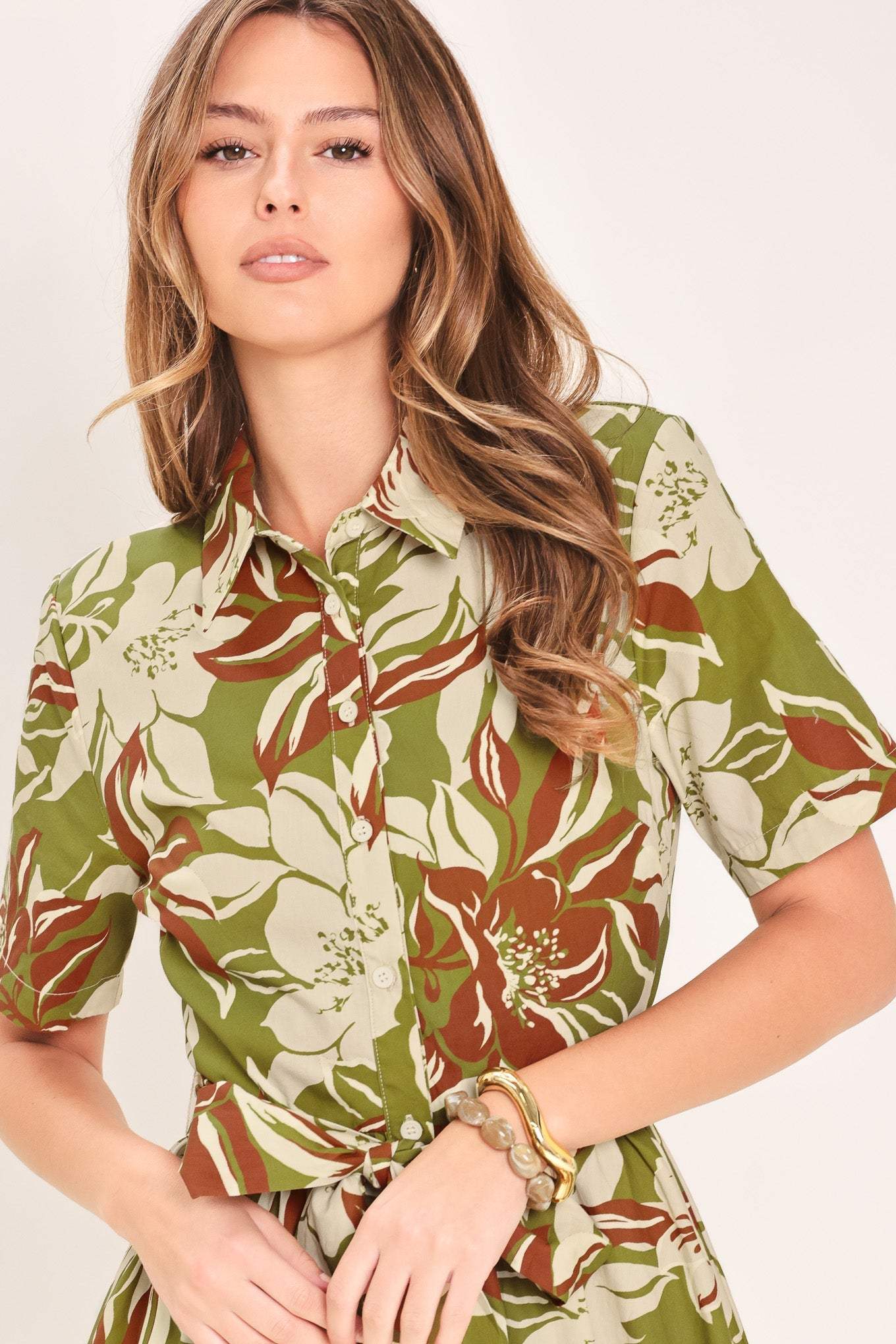 VERDANT ESCAP WOVEN MINI SHIRT DRESS