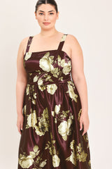 WINE GARDEN LULLABY WOVEN MIDI DRESS - Flying Tomato - Flyclothing LLC