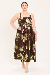 WINE GARDEN LULLABY WOVEN MIDI DRESS - Flying Tomato - Flyclothing LLC