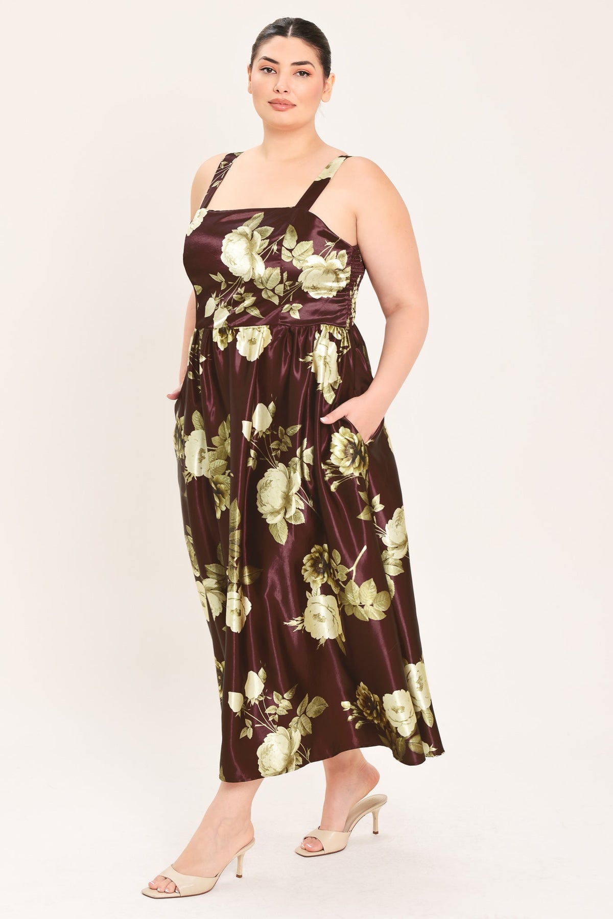 WINE GARDEN LULLABY WOVEN MIDI DRESS - Flying Tomato - Flyclothing LLC