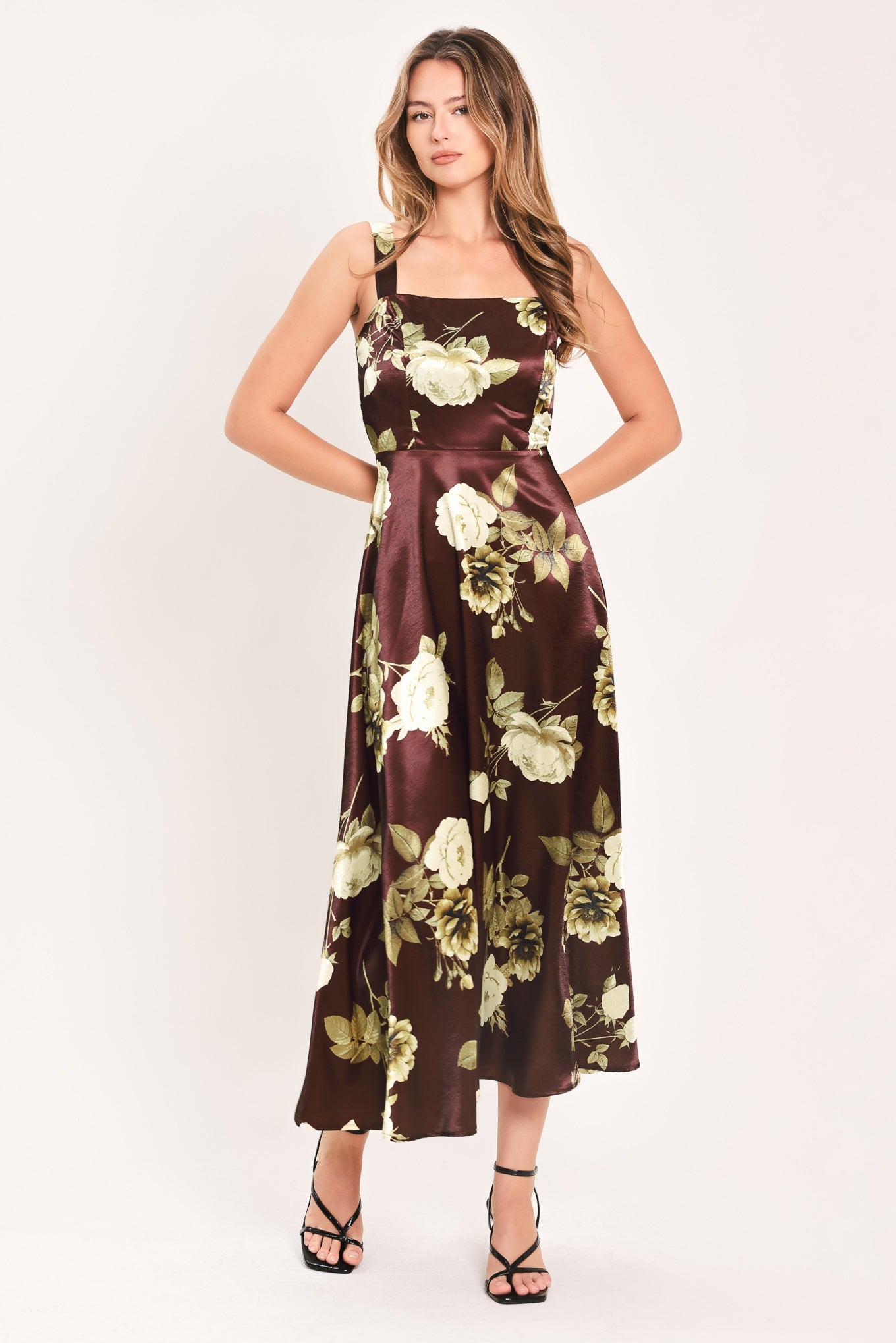 WINE GARDEN LULLABY WOVEN MIDI DRESS