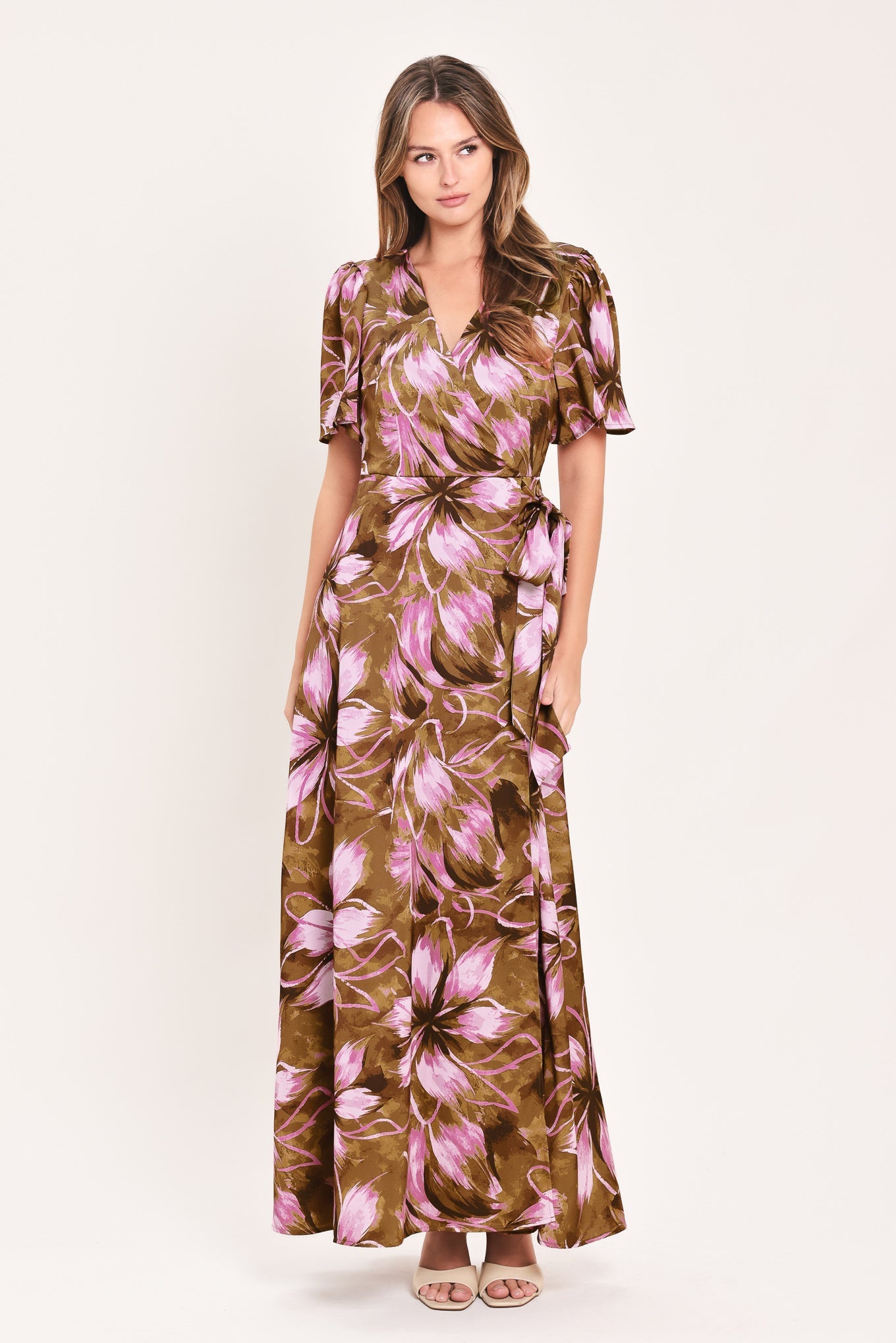 VIOLET GARDEN DRIFT WOVEN FAUX WRAP MAXI DRESS