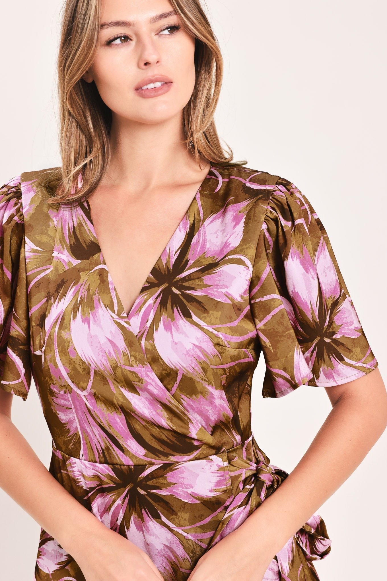 VIOLET GARDEN DRIFT WOVEN FAUX WRAP MAXI DRESS