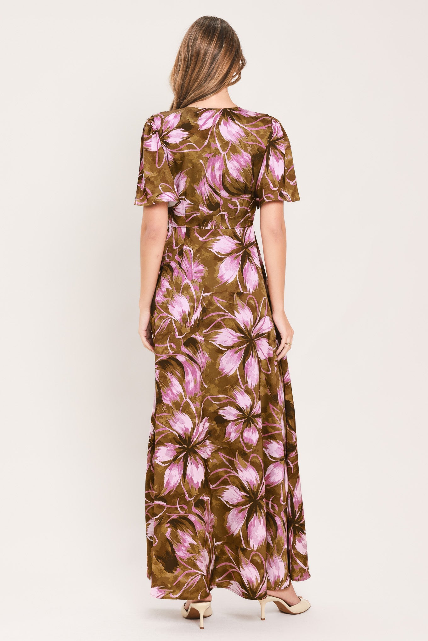 VIOLET GARDEN DRIFT WOVEN FAUX WRAP MAXI DRESS