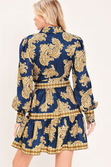 SAPPHIRE ORNAMENT WOVEN MINI SHIRT DRESS