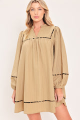 NATURAL LINEN MELODY WOVEN MINI DRESS