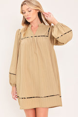 NATURAL LINEN MELODY WOVEN MINI DRESS