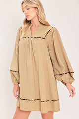 NATURAL LINEN MELODY WOVEN MINI DRESS