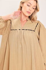 NATURAL LINEN MELODY WOVEN MINI DRESS