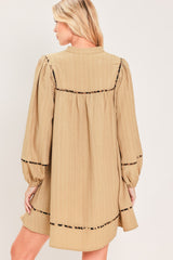 NATURAL LINEN MELODY WOVEN MINI DRESS
