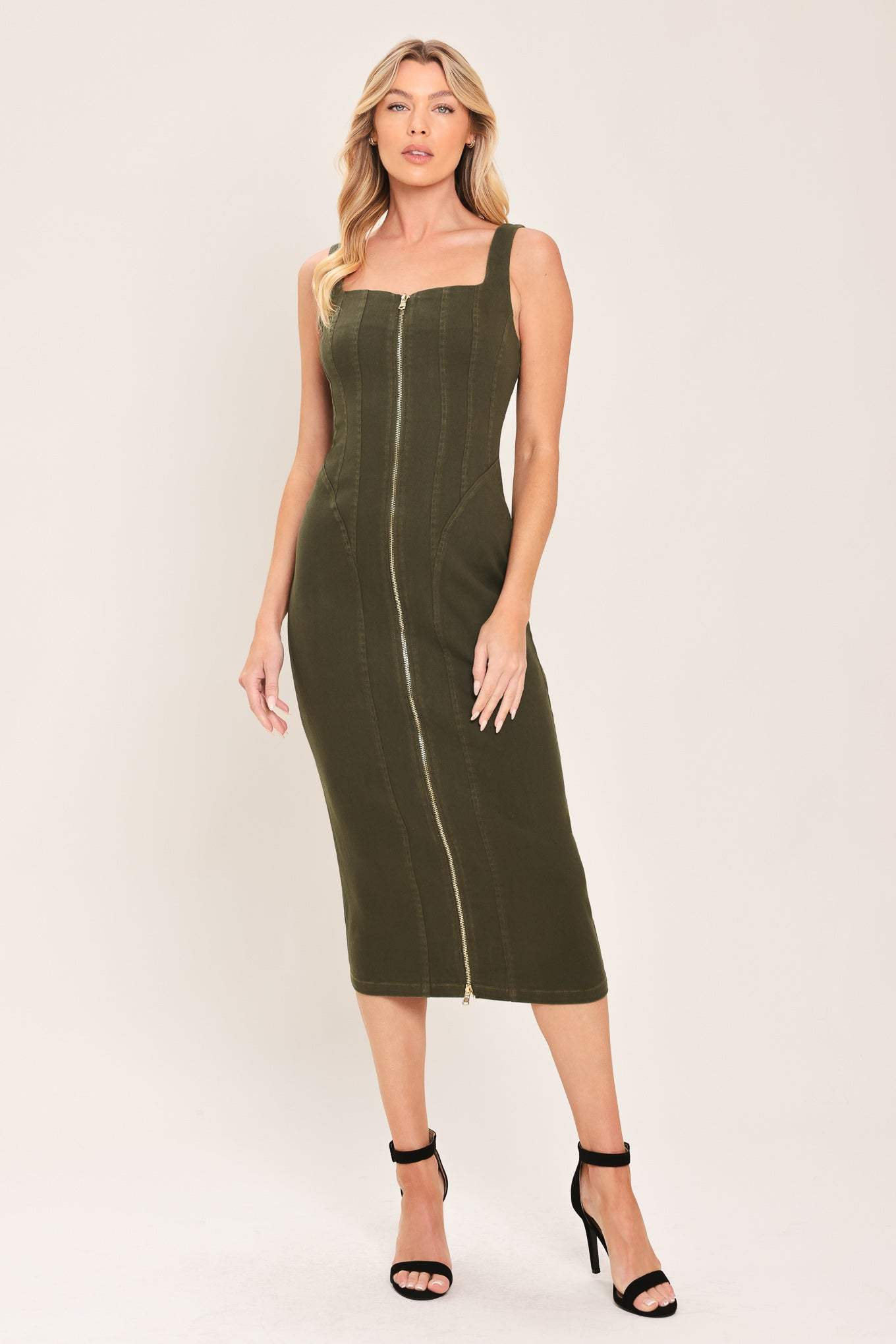 MODERN CARGO CHIC WOVEN TWILL MIDI DRESS - Flying Tomato - Flyclothing LLC