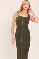 MODERN CARGO CHIC WOVEN TWILL MIDI DRESS - Flying Tomato - Flyclothing LLC