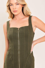 MODERN CARGO CHIC WOVEN TWILL MIDI DRESS - Flying Tomato - Flyclothing LLC