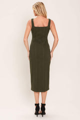 MODERN CARGO CHIC WOVEN TWILL MIDI DRESS