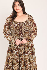 CEDAR SWIRL SONATA WOVEN MIDI DRESS