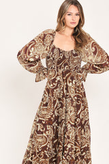 CEDAR SWIRL SONATA WOVEN MIDI DRESS