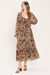 CEDAR SWIRL SONATA WOVEN MIDI DRESS