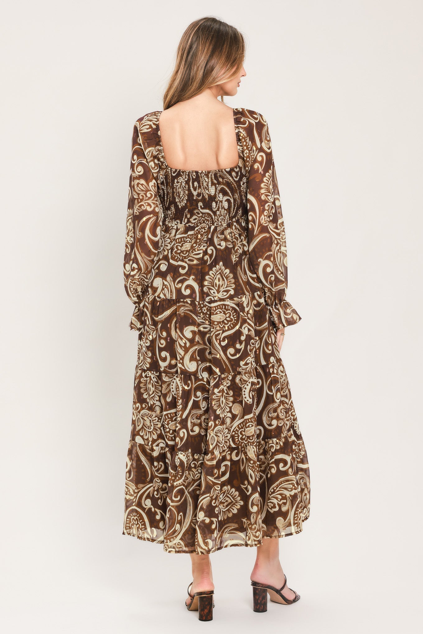 CEDAR SWIRL SONATA WOVEN MIDI DRESS