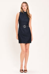DEEP INDIGO POISE DENIM MINI DRESS