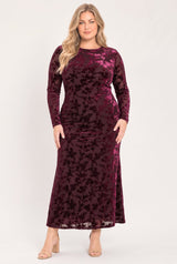 CABERNET FLORAL MUSE VELVET MIDI DRESS - Flying Tomato - Flyclothing LLC