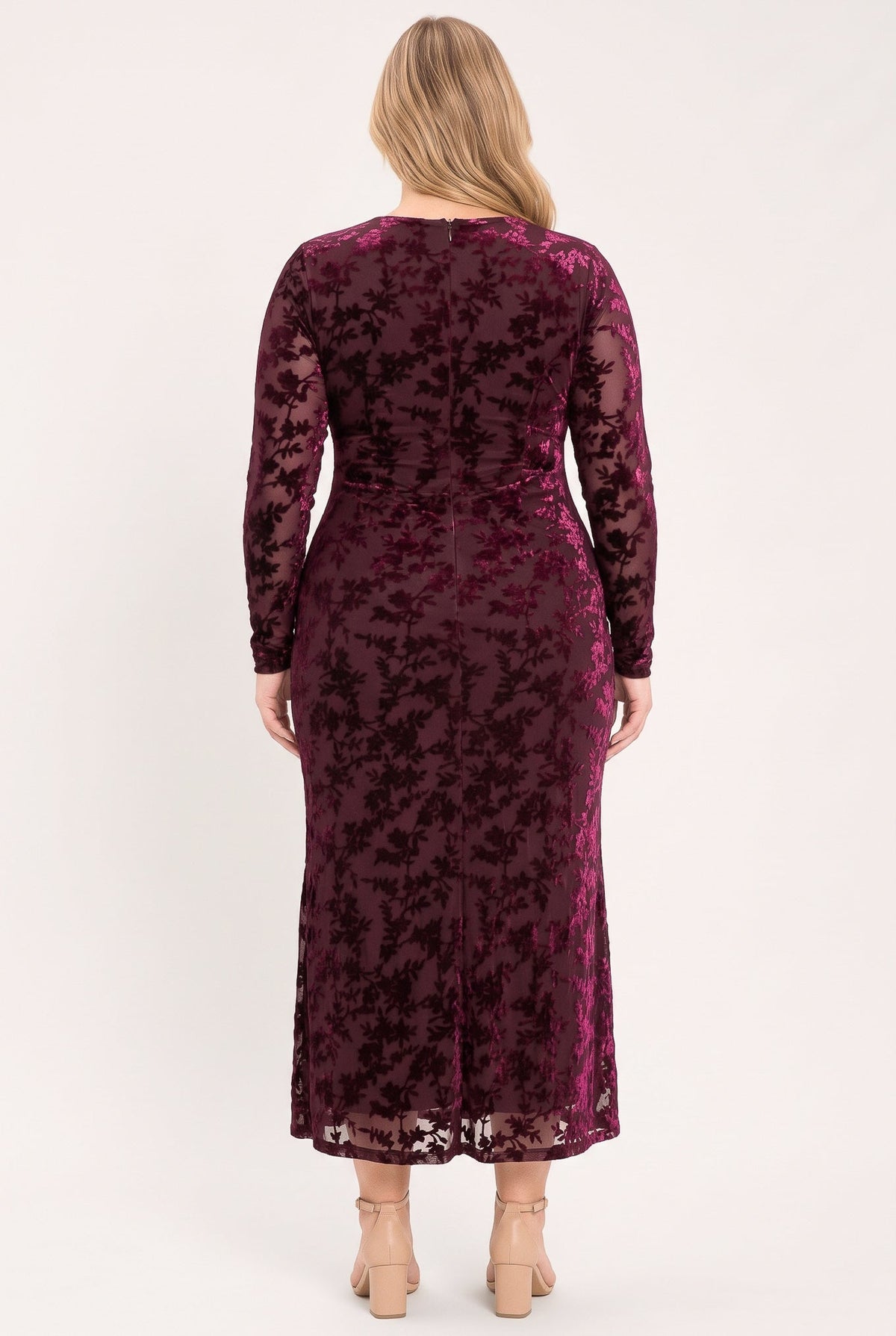 CABERNET FLORAL MUSE VELVET MIDI DRESS - Flying Tomato - Flyclothing LLC