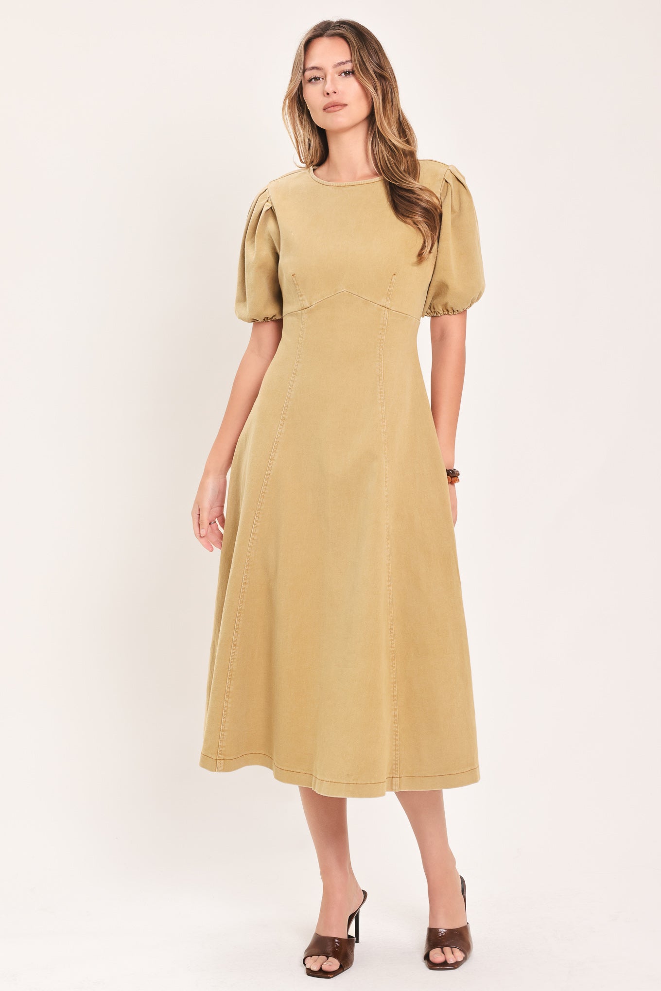 OCHRE COTTAGE POISE WOVEN MIDI DRESS
