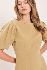 OCHRE COTTAGE POISE WOVEN MIDI DRESS