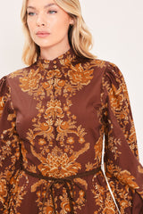 AUTUMN DAMASK SWAY WOVEN MINI DRESS