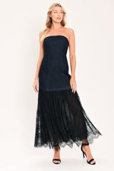 MIDNIGHT COLUMN MUSE DENIM TUBE DRESS