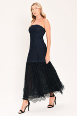 MIDNIGHT COLUMN MUSE DENIM TUBE DRESS
