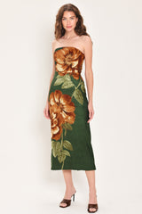 EVERGREEN ENCHANTMENT HUNTER GREEN TUBE MIDI DRESS - Flying Tomato - Flyclothing LLC