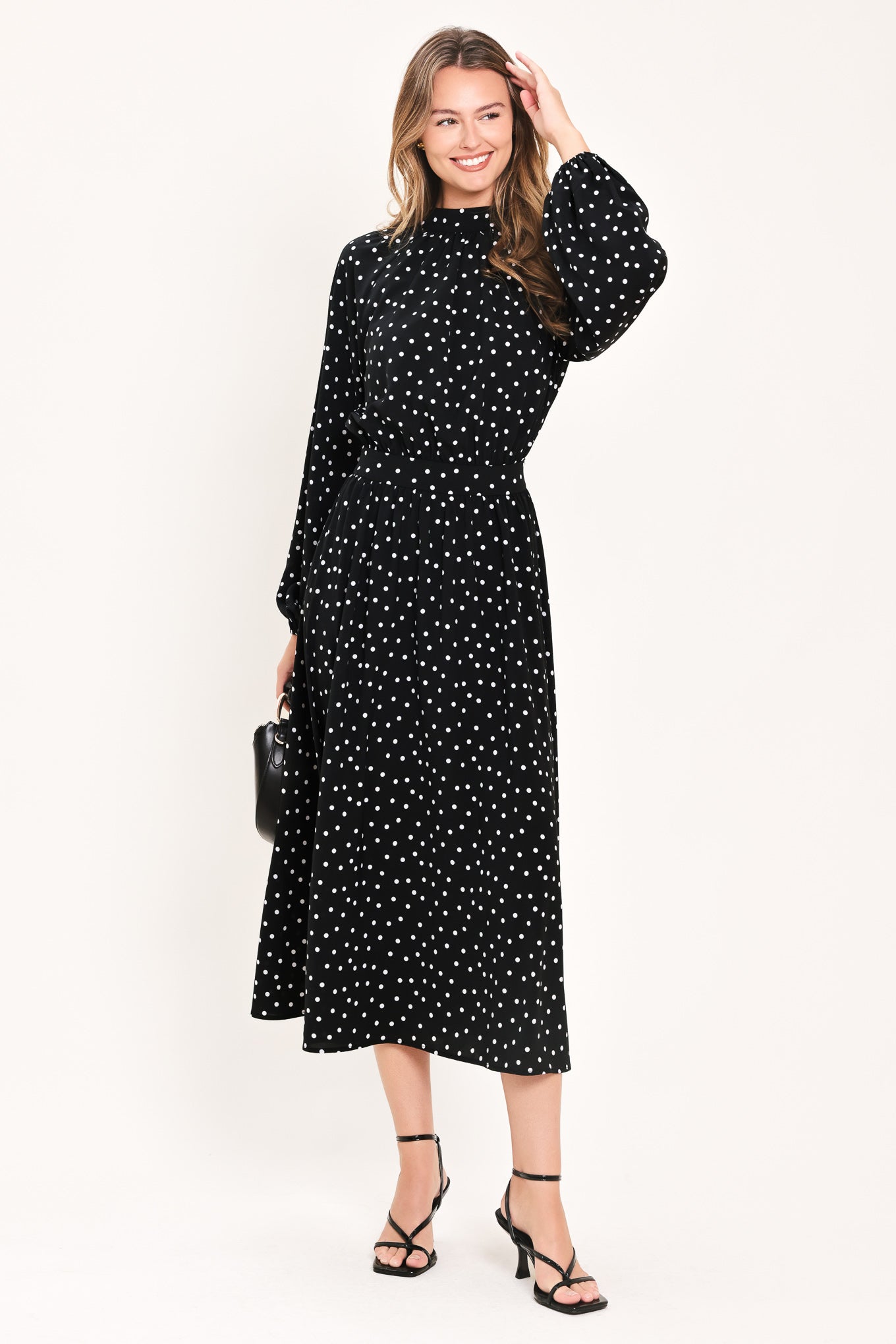 MIDNIGHT SPRINKLE WALTZ WOVEN MIDI DRESS