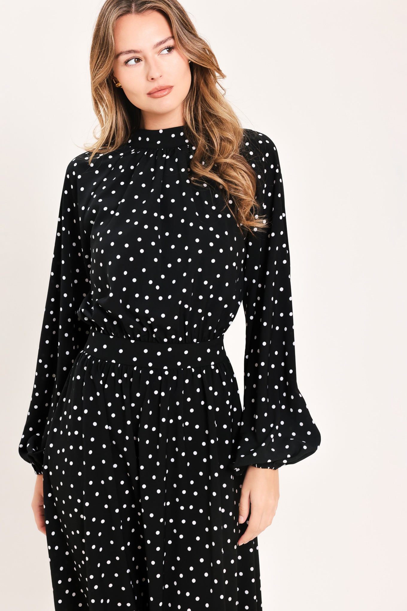 MIDNIGHT SPRINKLE WALTZ WOVEN MIDI DRESS