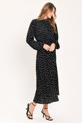 MIDNIGHT SPRINKLE WALTZ WOVEN MIDI DRESS