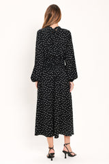 MIDNIGHT SPRINKLE WALTZ WOVEN MIDI DRESS