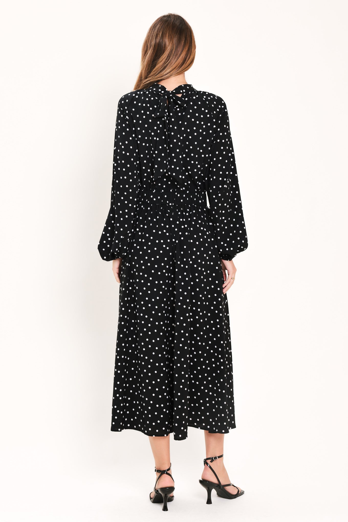 MIDNIGHT SPRINKLE WALTZ WOVEN MIDI DRESS