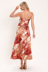 CINNAMON FLORA DRIFT WOVEN MIDI DRESS