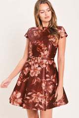 MAHOGANY FLORAL KISS WOVEN MINI DRESS