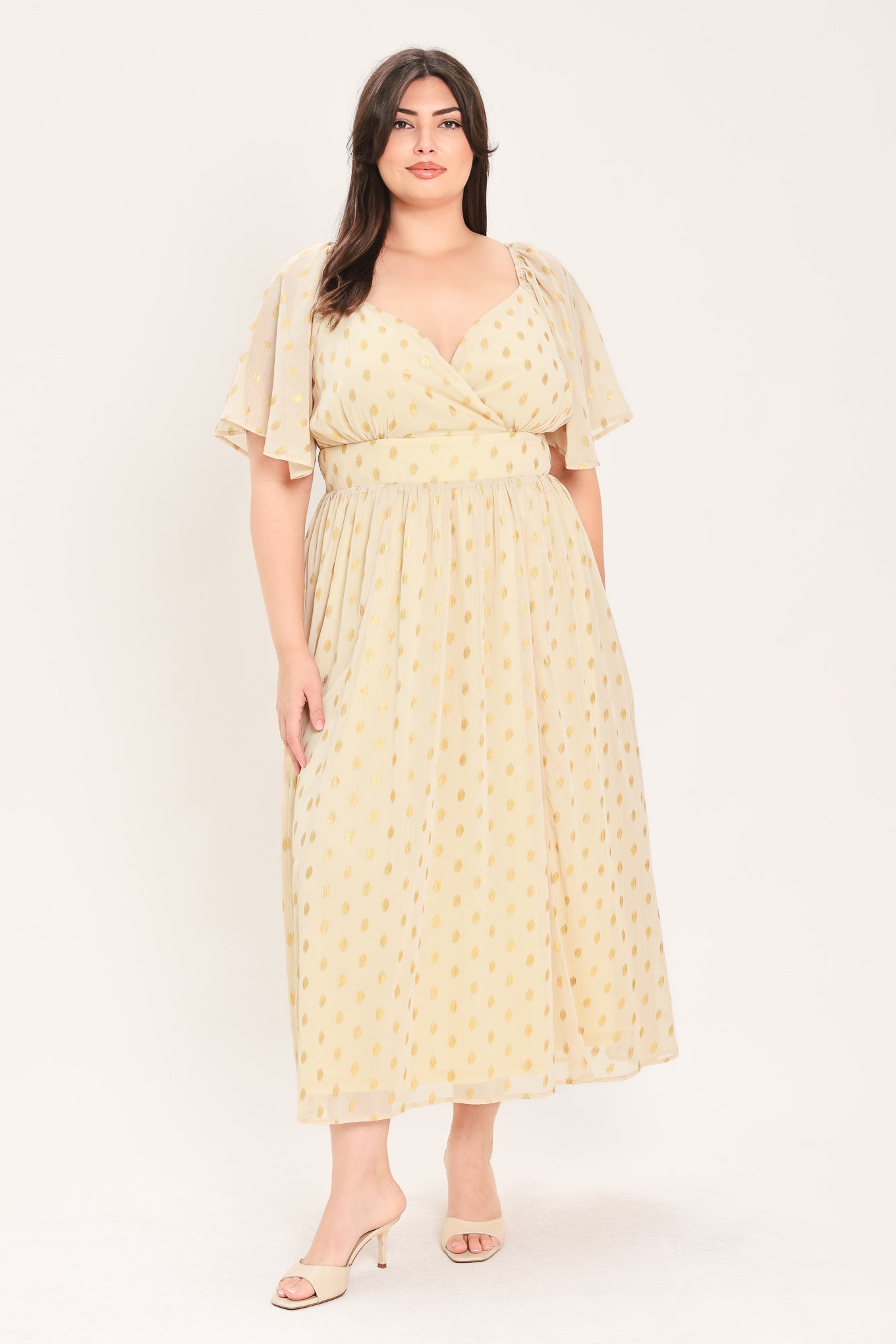 SHIMMERING SKY AFFECTION WOVEN MIDI DRESS
