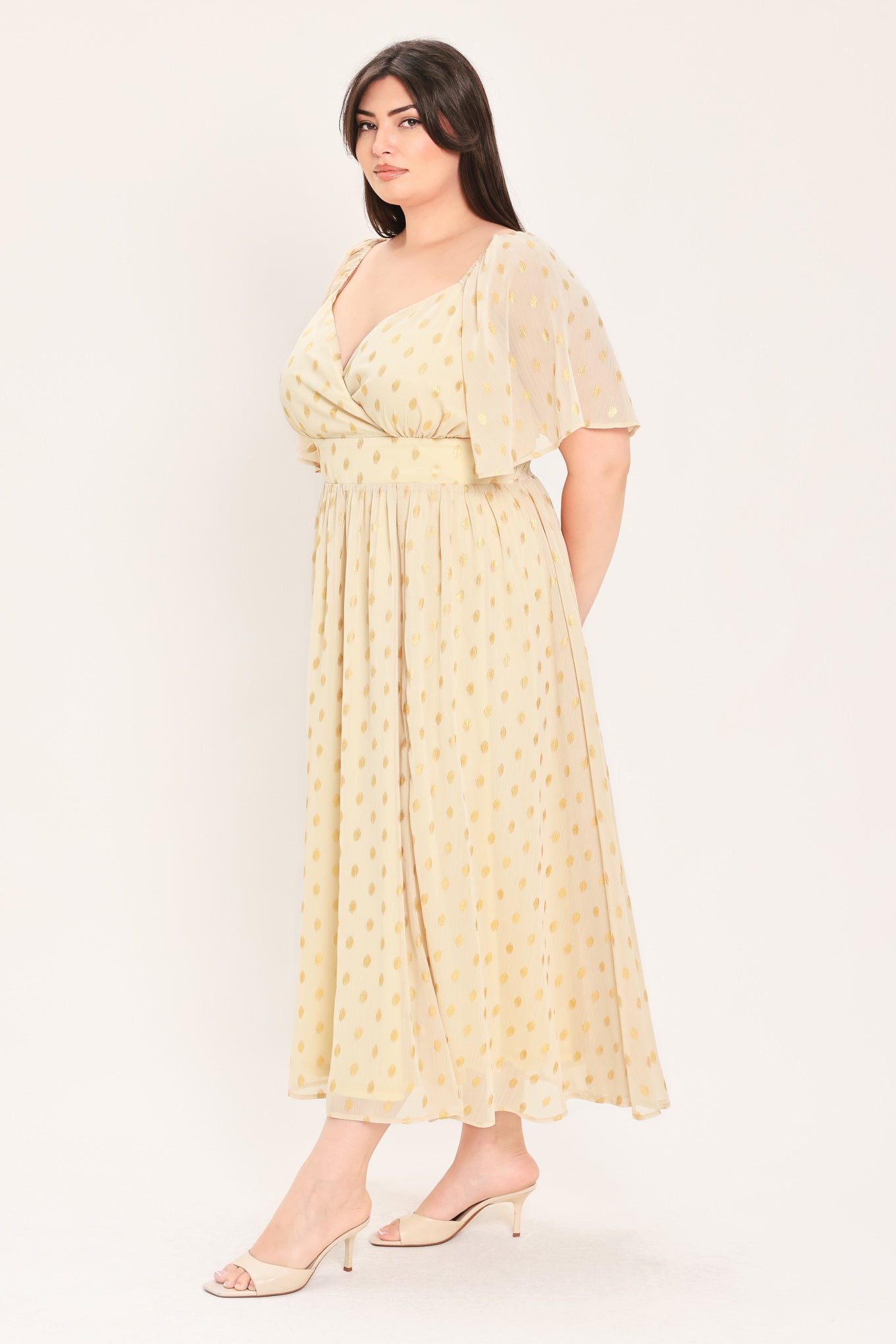 SHIMMERING SKY AFFECTION WOVEN MIDI DRESS