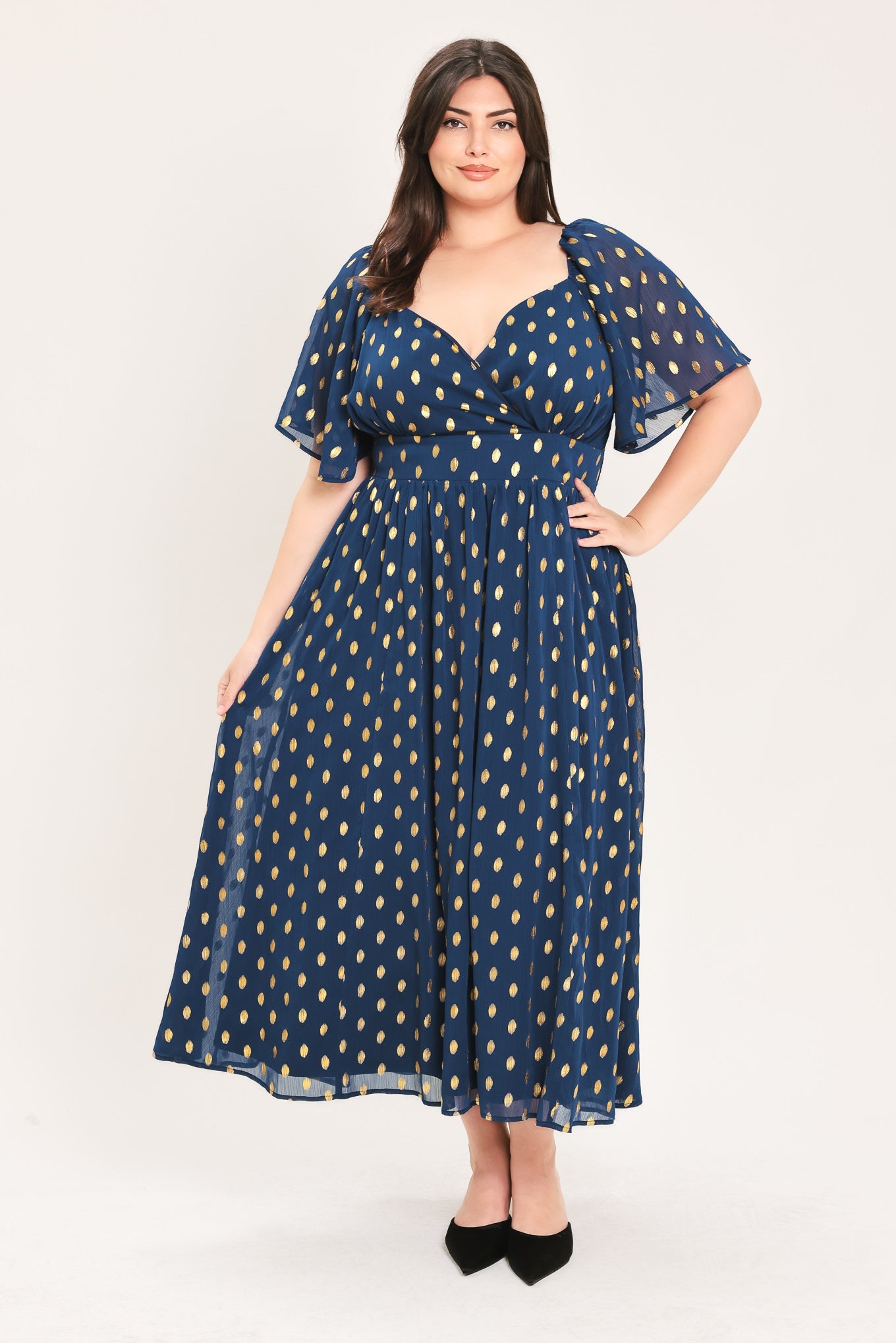 SHIMMERING SKY AFFECTION WOVEN MIDI DRESS