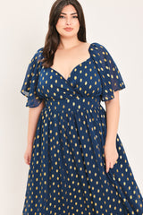 SHIMMERING SKY AFFECTION WOVEN MIDI DRESS