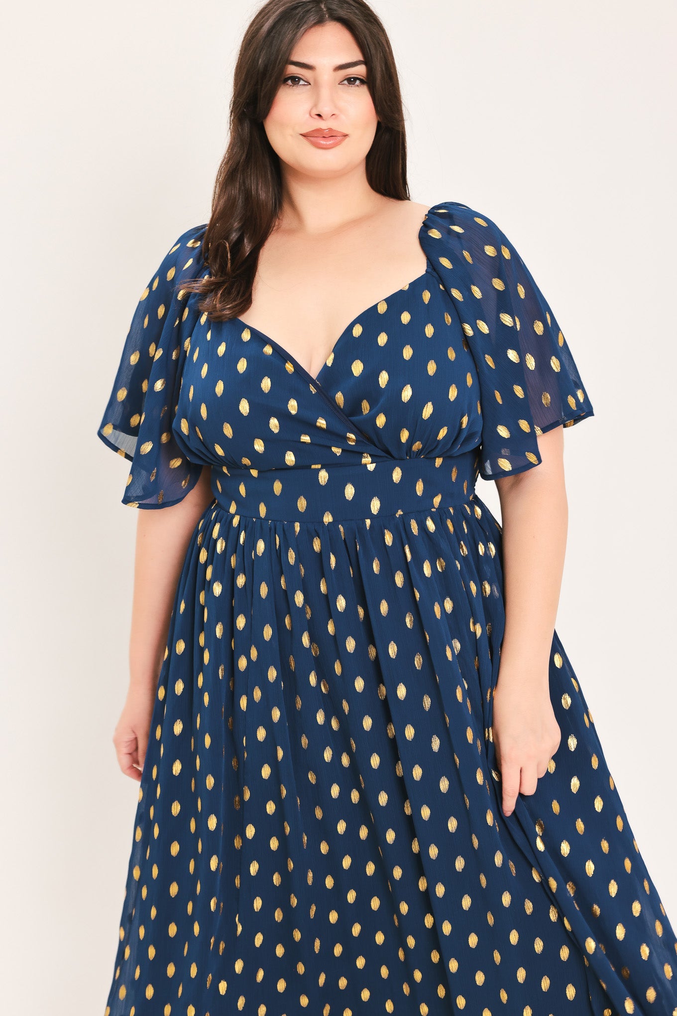 SHIMMERING SKY AFFECTION WOVEN MIDI DRESS