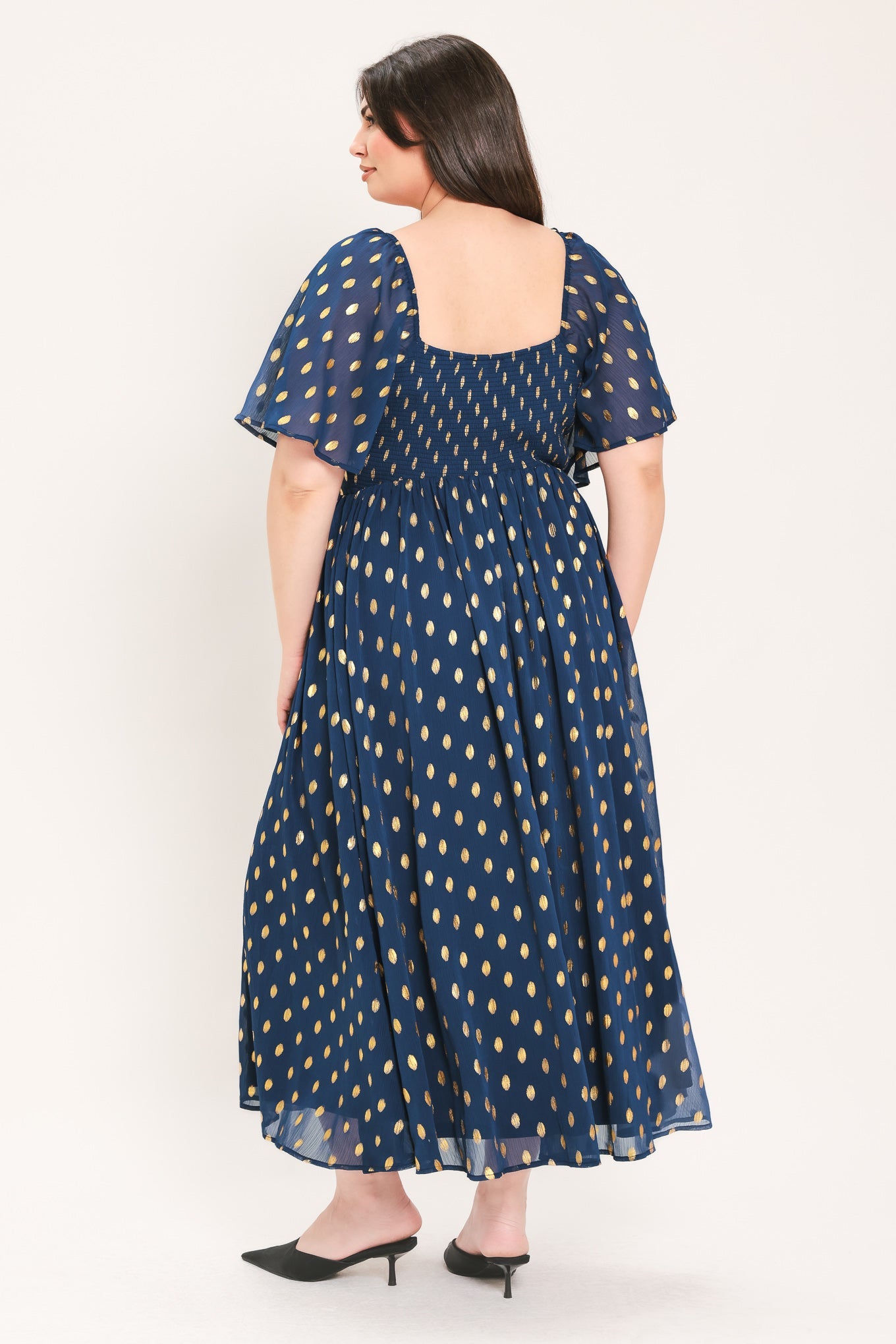 SHIMMERING SKY AFFECTION WOVEN MIDI DRESS