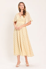 SHIMMERING SKY AFFECTION WOVEN MIDI DRESS