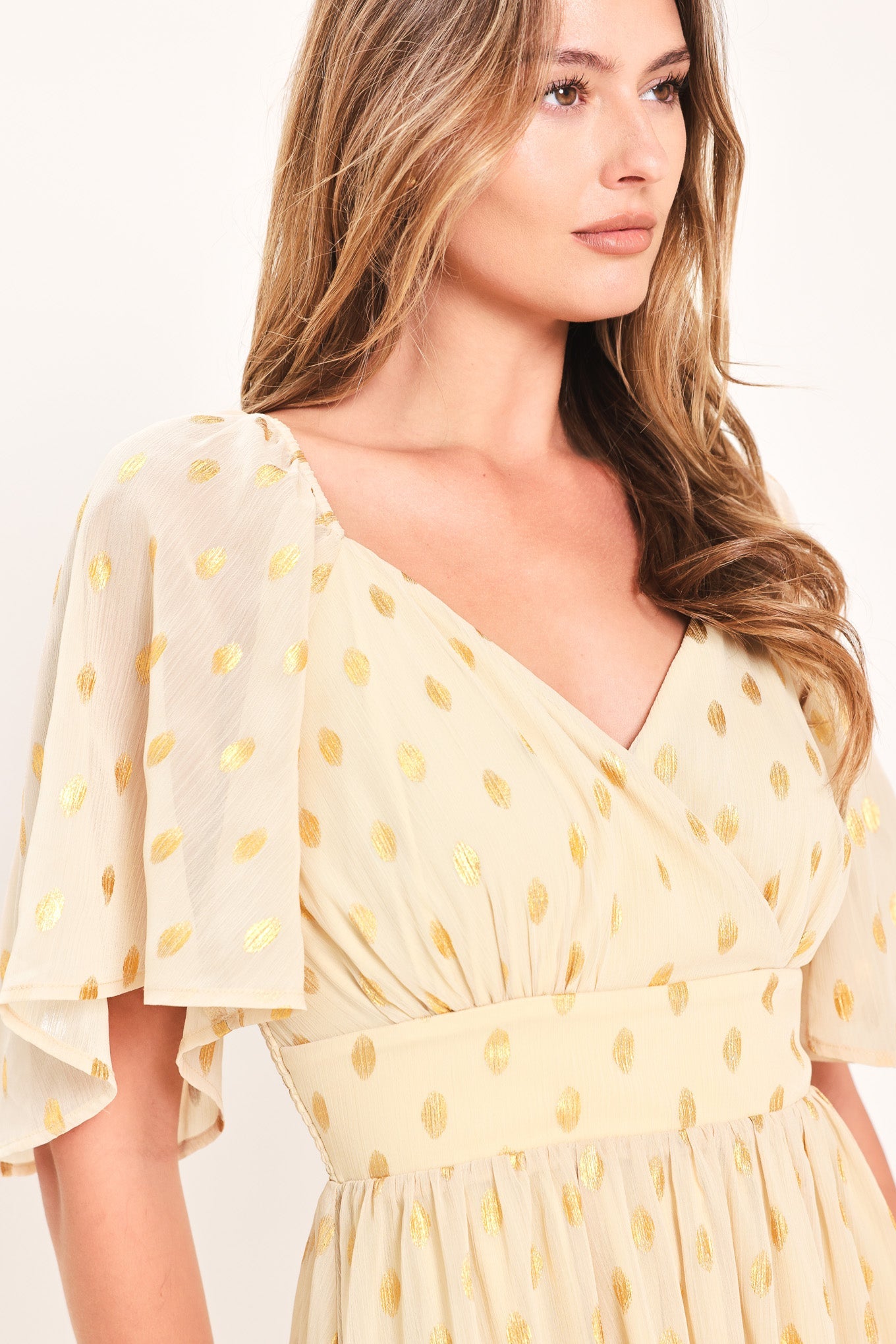 SHIMMERING SKY AFFECTION WOVEN MIDI DRESS