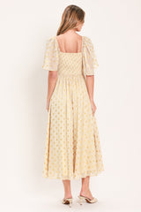 SHIMMERING SKY AFFECTION WOVEN MIDI DRESS
