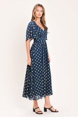SHIMMERING SKY AFFECTION WOVEN MIDI DRESS