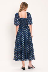 SHIMMERING SKY AFFECTION WOVEN MIDI DRESS